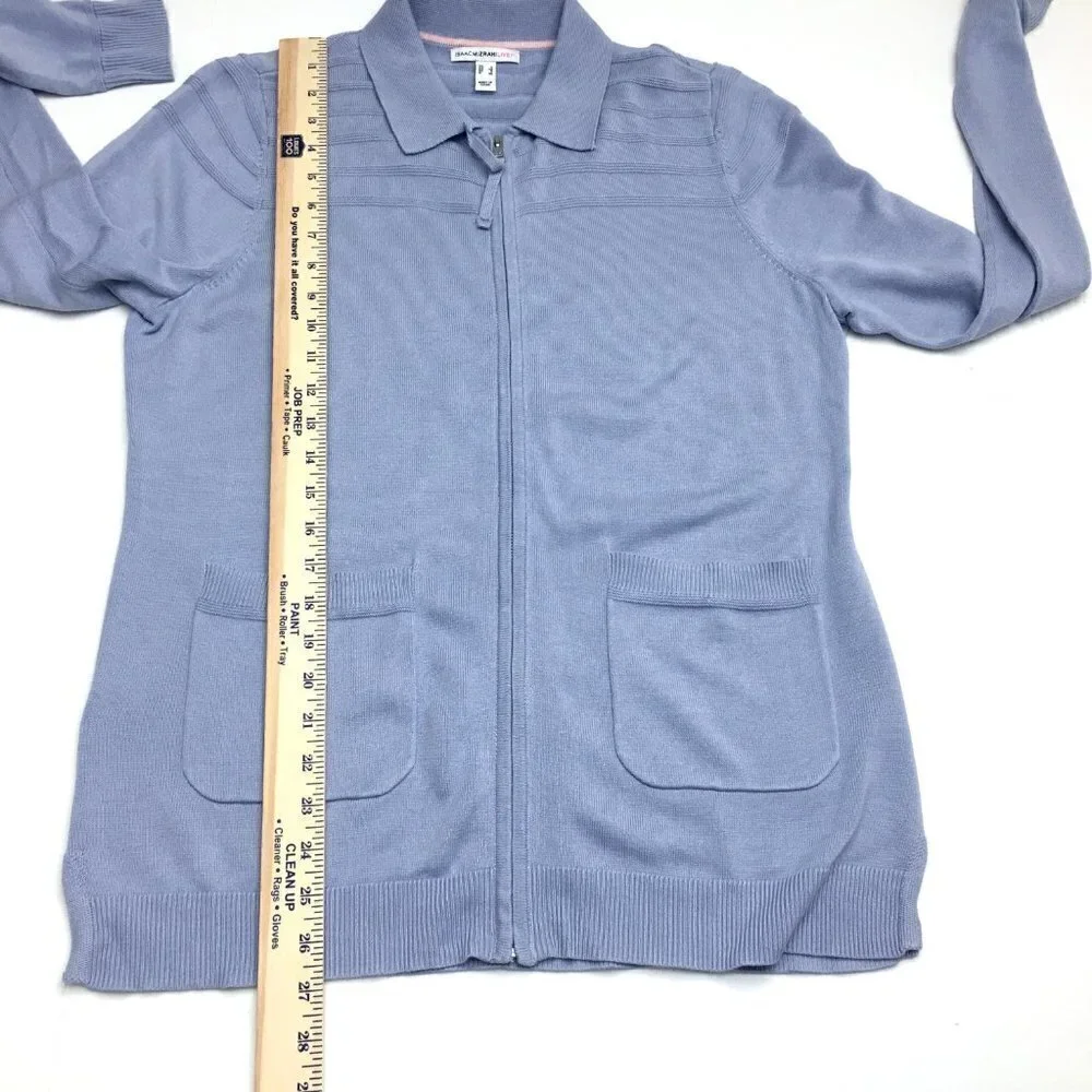 NEW Isaac Mizrahi Women's Light Blue Cardigan Sweater Zipper Front Pockets Small - Picture 7 of 10